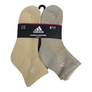 Adidas Womens Cushioned Ankle Socks 6-Pk Quarter Shoe Size 5-10 Superior Comfort